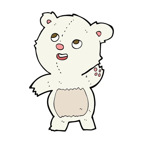 Cartoon cute waving polar bear teddy — Stock Vector