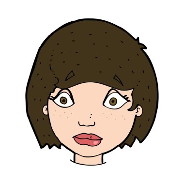 endişeli kadın yüzü cartoon