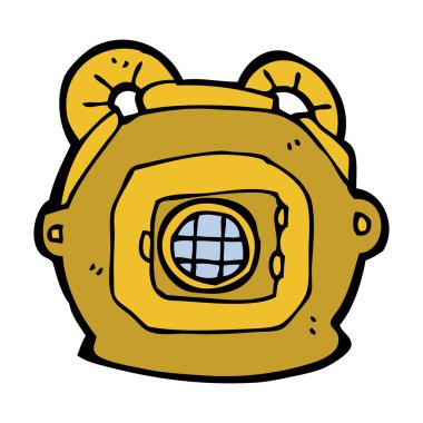 çizgi film eski deep sea diver kask