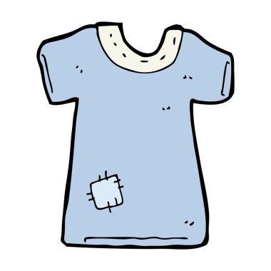 Karikatür yamalı eski tişört