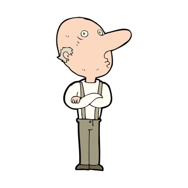 Kollarını kavuşturmuş yaşlı adam çizgi filmi.