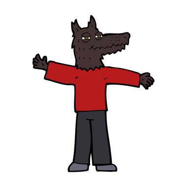 karikatür mutlu kurt adam