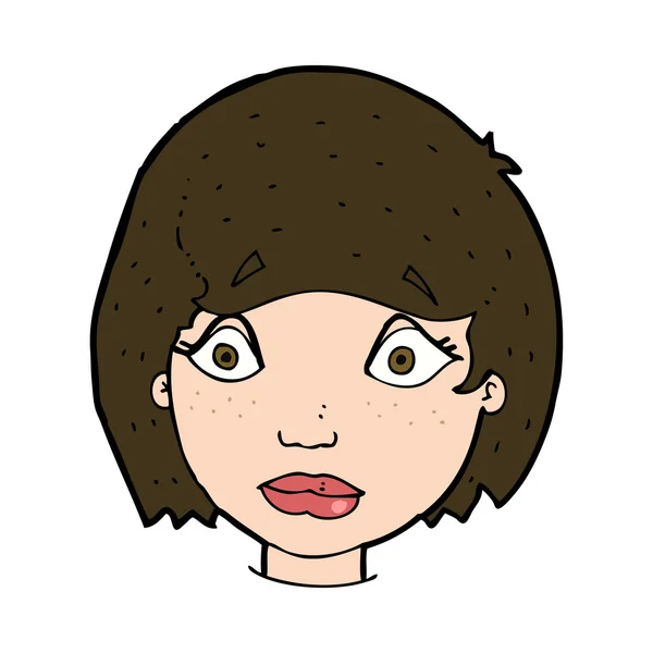 Endişeli kadın yüzü cartoon — Stok Vektör