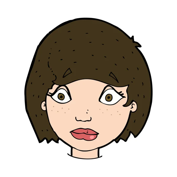 Dibujos animados preocupados cara femenina — Vector de stock