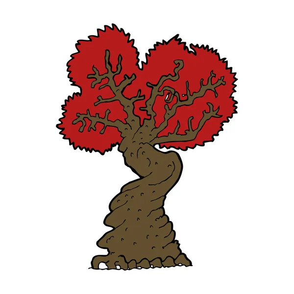 Μεγάλο κόκκινο παλιό δέντρο κινούμενα σχέδια — Διανυσματικό Αρχείο