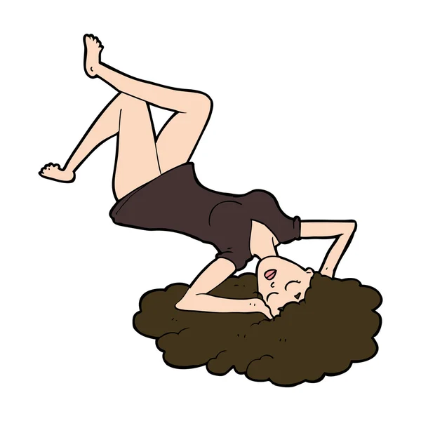 Cartoon mulher deitada no chão —  Vetores de Stock