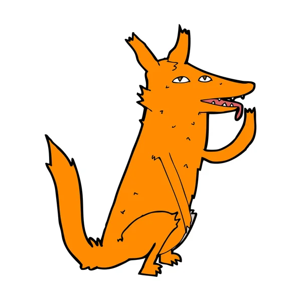 Kreslený fox lízání tlapa — Stockový vektor