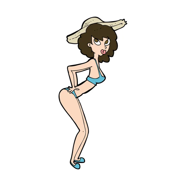 Καρτούν pin-up κορίτσι παραλία — Διανυσματικό Αρχείο