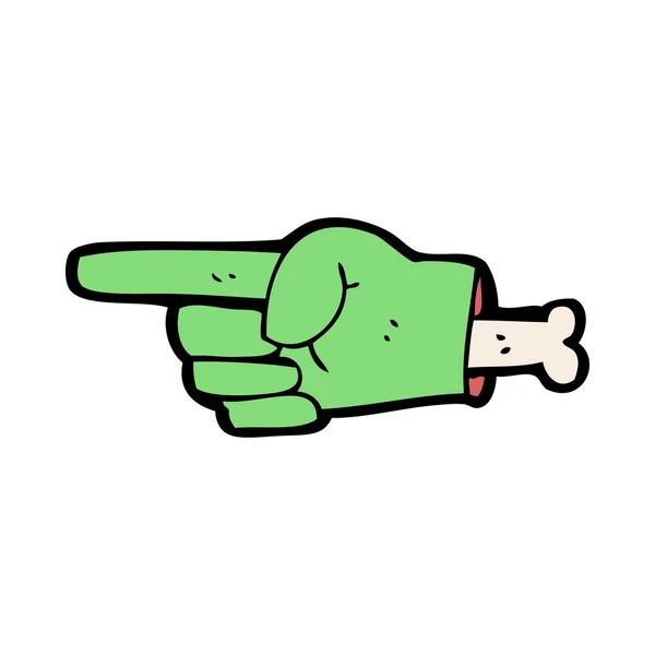 Cartoon aanwijsapparaat zombie hand symbool — Stockvector