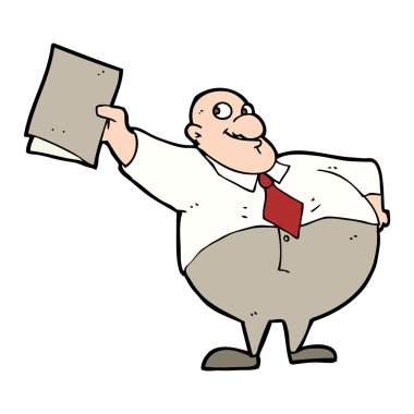 karikatür mutlu patron ile dosya