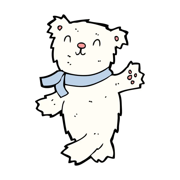 Desenho animado acenando ursinho polar — Vetor de Stock