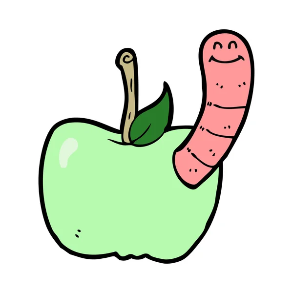 वर्म्ससह कार्टून सफरचंद — स्टॉक व्हेक्टर