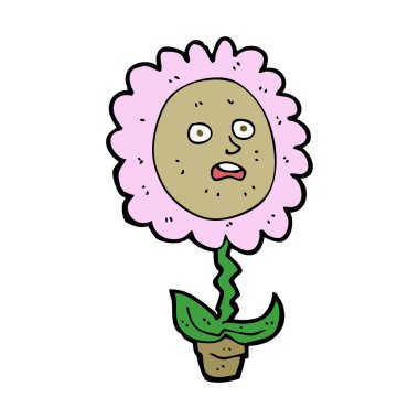 yüzü olan çizgi film çiçek