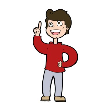 Harika bir fikri olan çizgi film çocuğu.