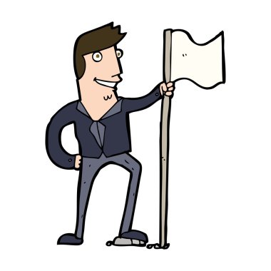 Çizgi filmci bayrak dikiyor.