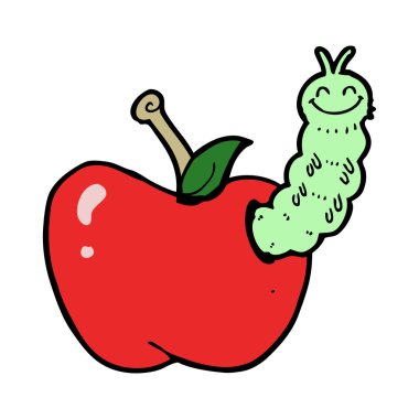 çizgi film böceği elma yiyor.