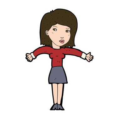 Çizgi filmdeki kadın omuzlarını silkiyor.