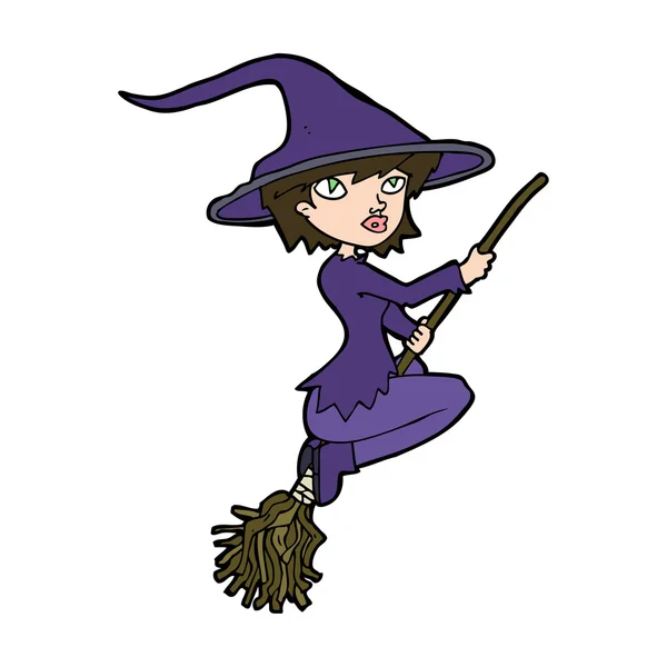 漫画魔女乗馬broomstick — ストックベクタ