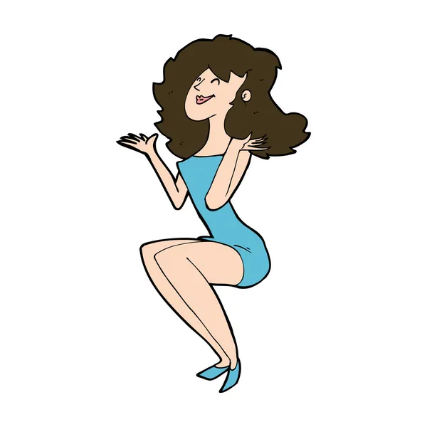 Cartoon attraktive Frau sitzt — Stockvektor