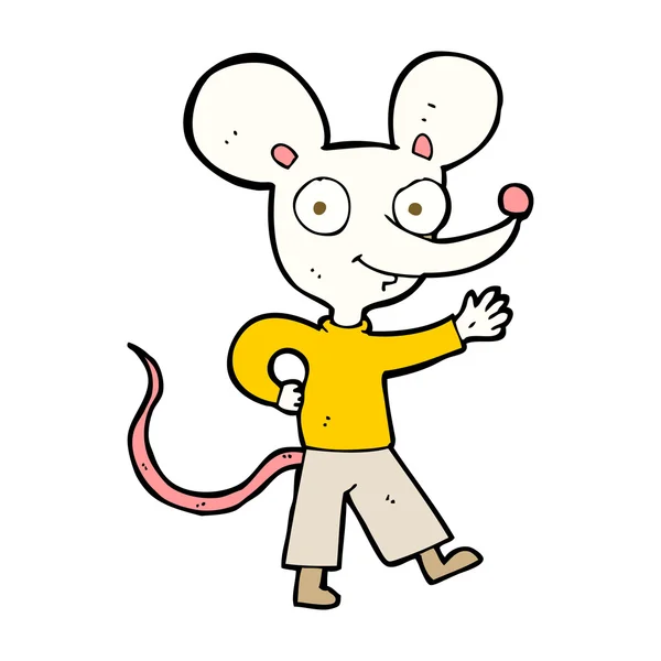 Cartoon waving mouse — Stock Vector