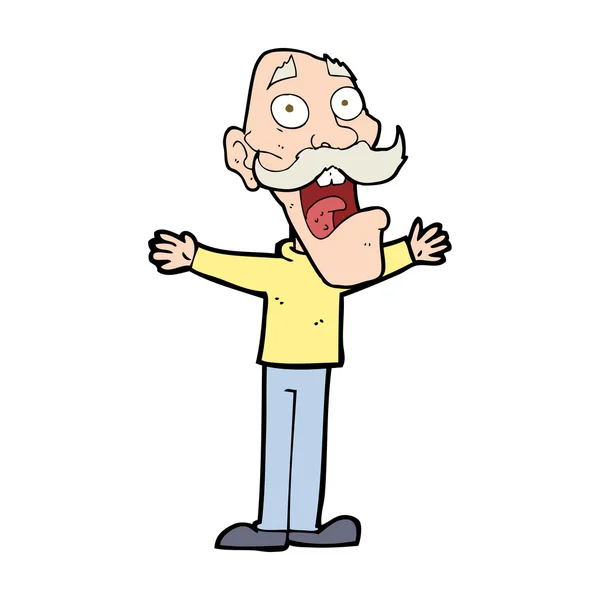 Cartoon stressed old man — Stock Vector