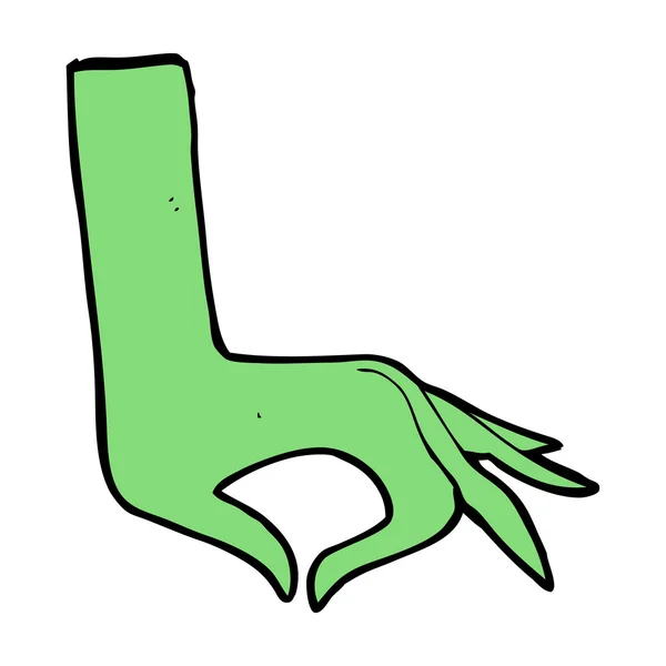 Símbolo de la mano verde de dibujos animados — Vector de stock