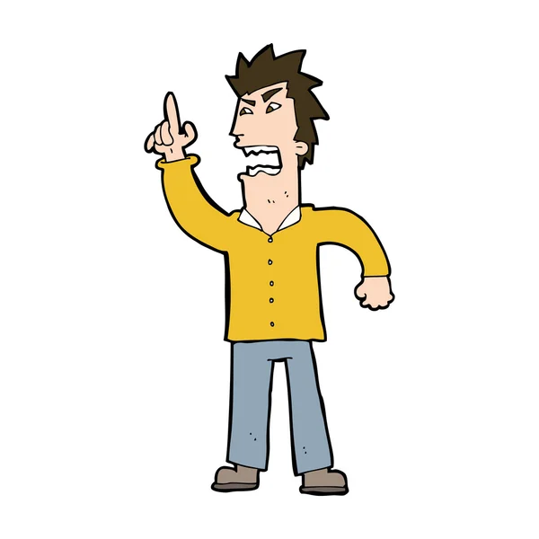 Cartoon angry man making point — Stock Vector