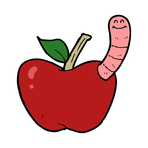 Cartoon apple with worm — Stock Vector