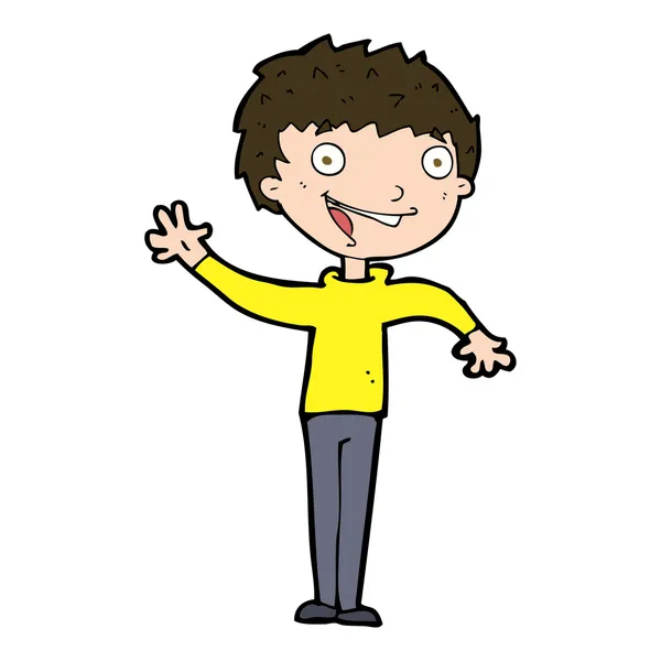 Cartoon happy boy waving — Stock Vector