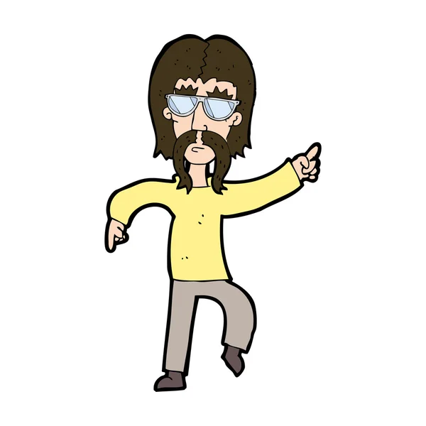 Cartoon hippie man wearing glasses — Stock Vector
