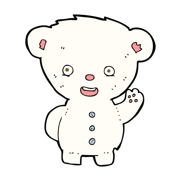 Cartoon waving polar bear cub — Stock Vector