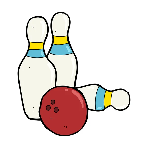 Zehn-Pin-Bowling-Cartoon — Stockvektor