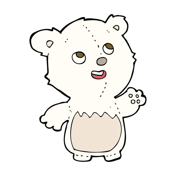 Cartoon happy little teddy polar bear — Stock Vector