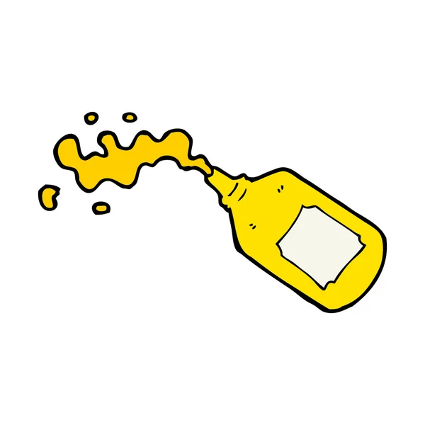 Dessin animé éjacule bouteille de moutarde — Image vectorielle