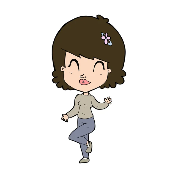 Mooie vrouw cartoon dansen — Stockvector