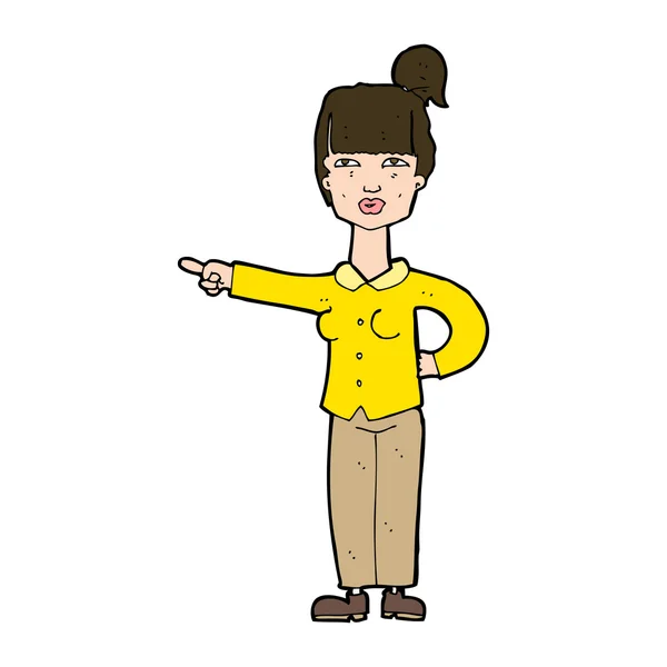 Dessin animé femme pointant — Image vectorielle