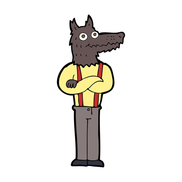 漫画面白い狼 — ストックベクタ