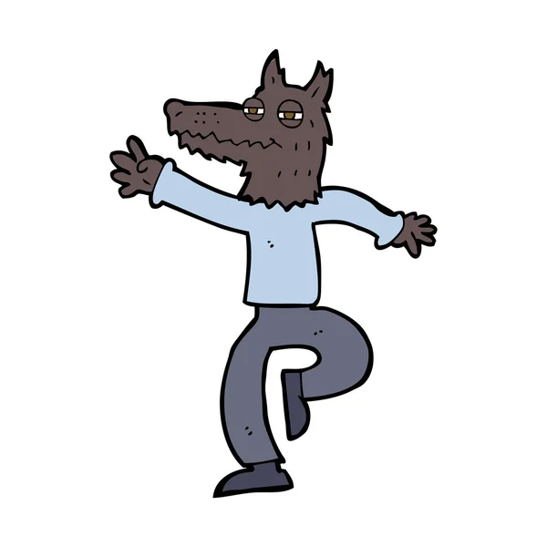 Cartoon gelukkig wolf man — Stockvector