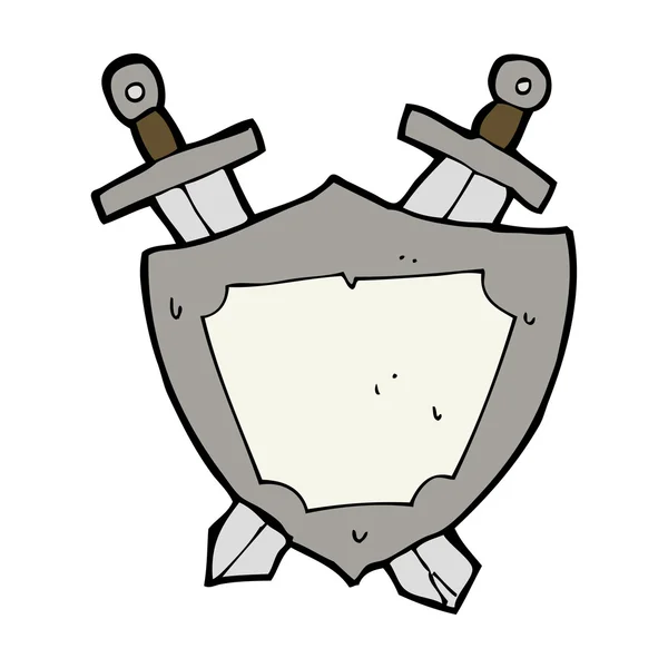 Cartoon schild en zwaarden — Stockvector