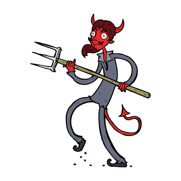 Kreslený ďábel s vidlemi — Stockový vektor
