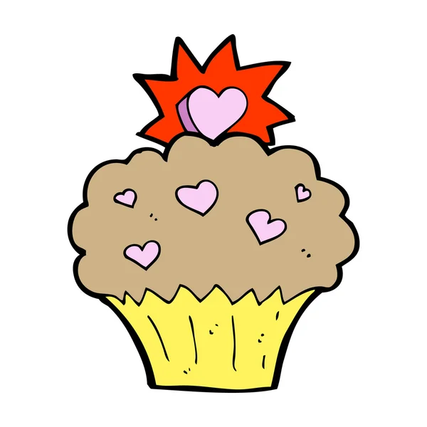 Amor de dibujos animados corazón cupcake — Vector de stock