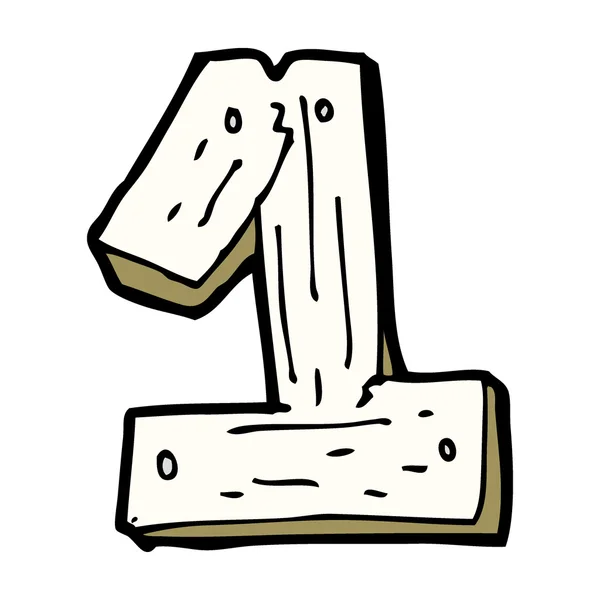 Kreslený dřevěné číslo jedna — Stockový vektor
