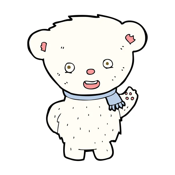 Cartoon polar bear zwaaien — Stockvector