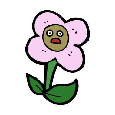 yüzü olan çizgi film çiçek