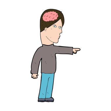 Çizgi filmdeki akıllı adam işaret ediyor