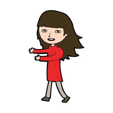 karikatür mutlu kız