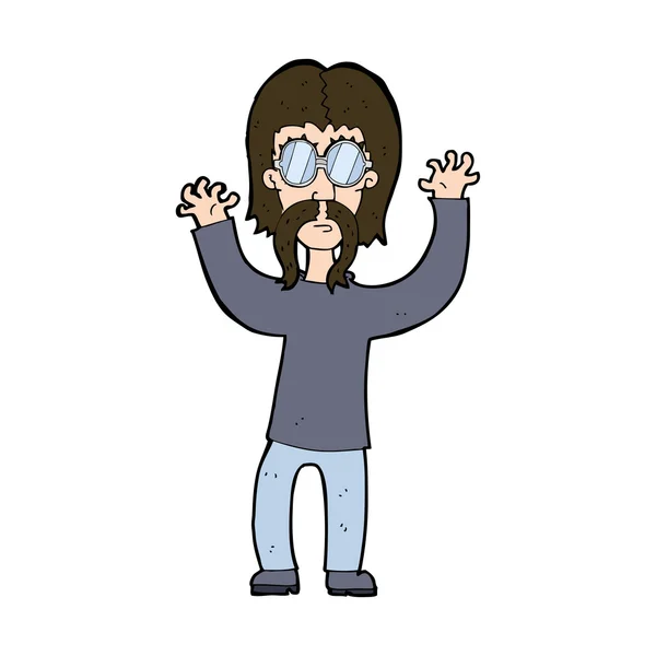 Cartoon hippie man waving arms — Stock Vector