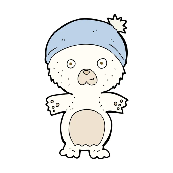 Słodkie niedźwiedź polarny w kapelusz kreskówka — Wektor stockowy