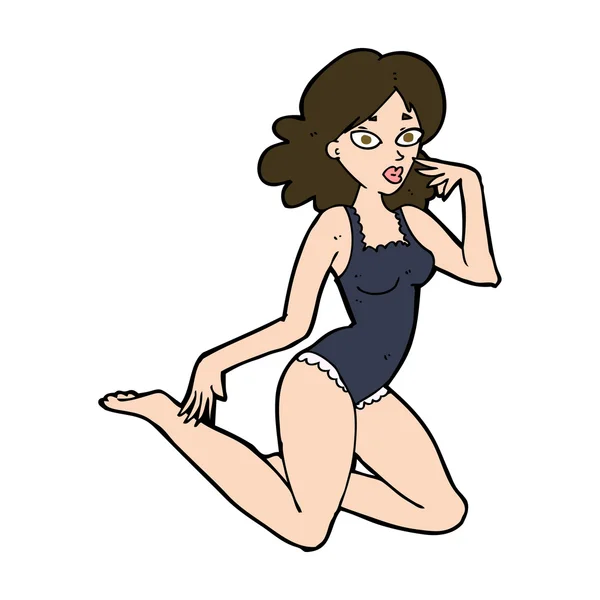 Cartoon vrouw in lingerie — Stockvector