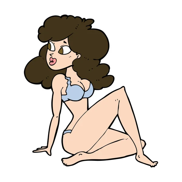 Cartoon sexy woman in underwear — Stock Vector